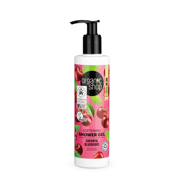 ORGANIC SHOP gel doccia ammorbidente ciliegia e mirtillo, 280 ml