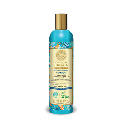 Shampoo per capelli deboli e danneggiati con idrolato biologico di olivello spinoso, 400 ml