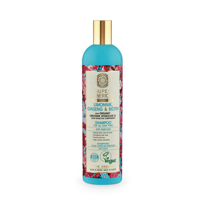 Shampoo per tutti i tipi di capelli limmonik, ginseng e biotina, 400 ml